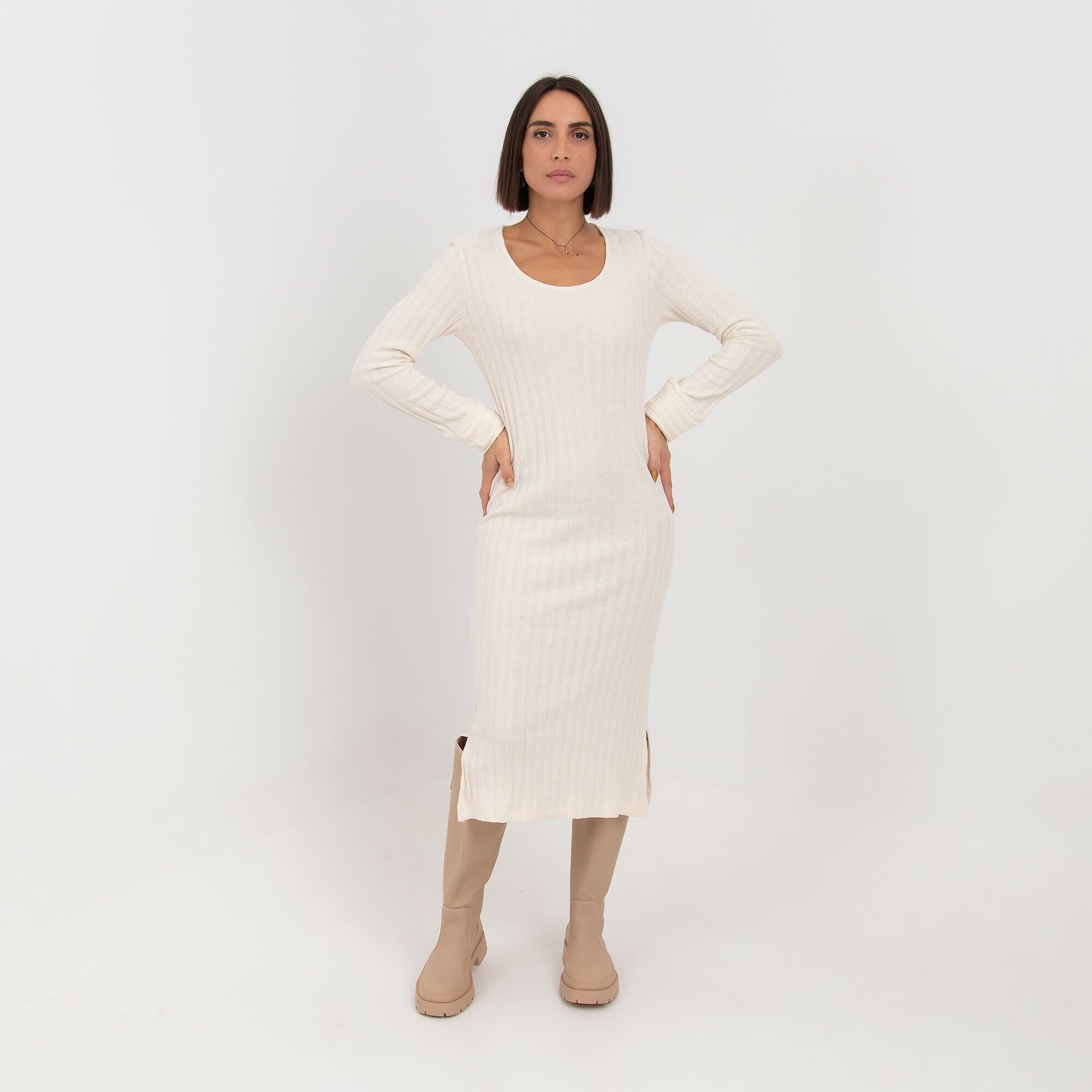 LOTUS EATERS MIDI DRESS WITH WIDE NECKLINE